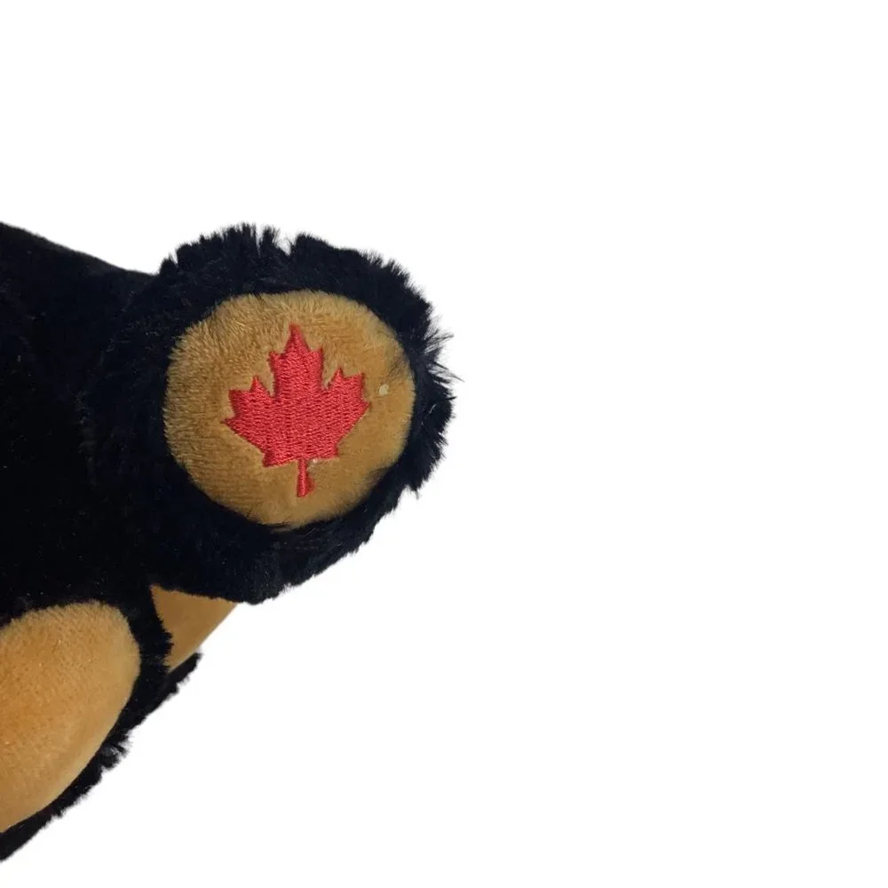 Canada Maple Leaf Paw Black Bear Plush Stuffed Animal Toy 8.5